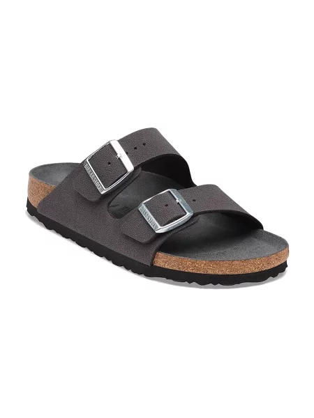 Birkenstock Arizona Birkibuc Narrow Fit Velvet Gray Kobiety Sandały Birkenstock Size: szary