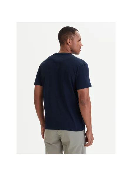 Tommy Jeans Póló Linear Logo Sötétkék Regular Fit kék