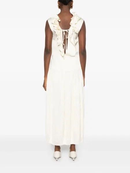 Rochie Jil Sander cu volane plisată de costum alb