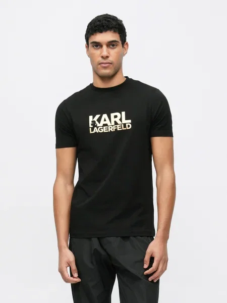 Karl Lagerfeld Tricou crem / negru auriu