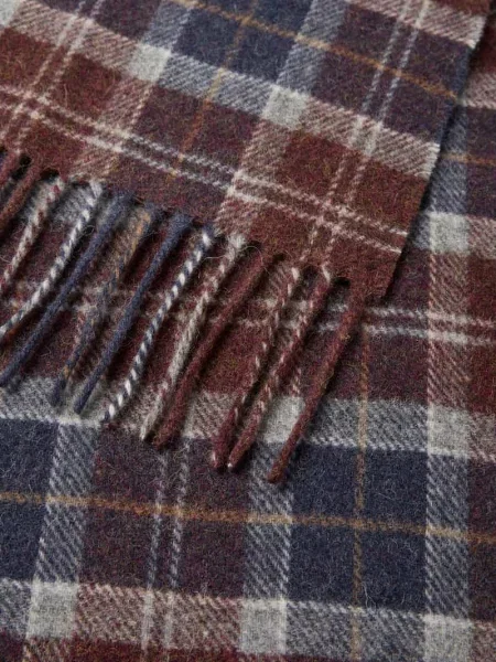 Barbour wełniany szalik Mężczyźni Sztuczne włókno czerwony|niebieski w kratkę ONE SIZE brązowa
