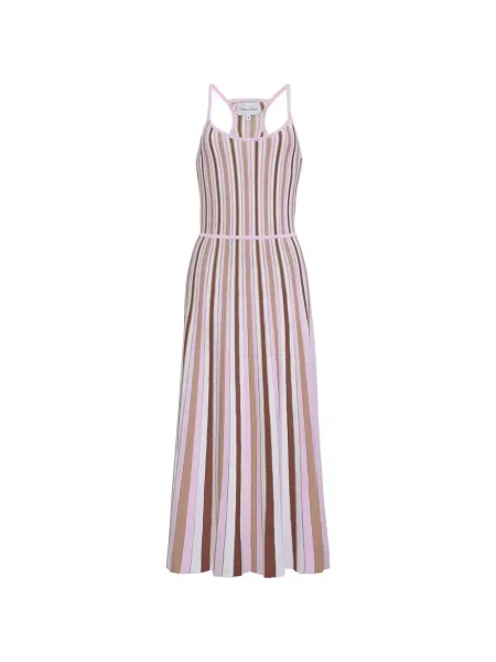 Rochie midi Cara Cara cu dungi până la genunchi de costum roz