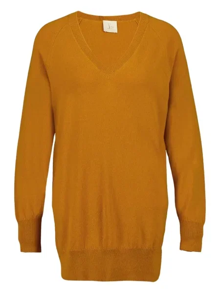 Pulover Paula din cașmir cu decolteu în V galben