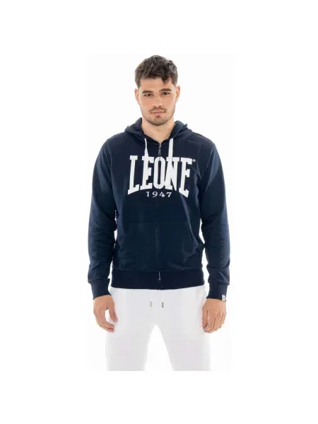Mikina na zips Leone 1947 s autogramom modrá