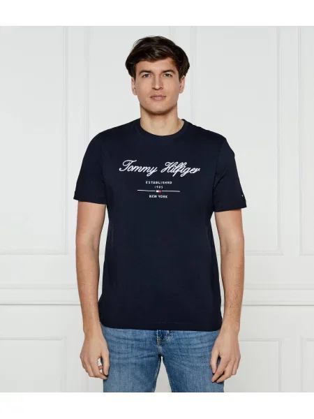 Tommy Hilfiger póló sötétkék férfi nyomott mintás kék