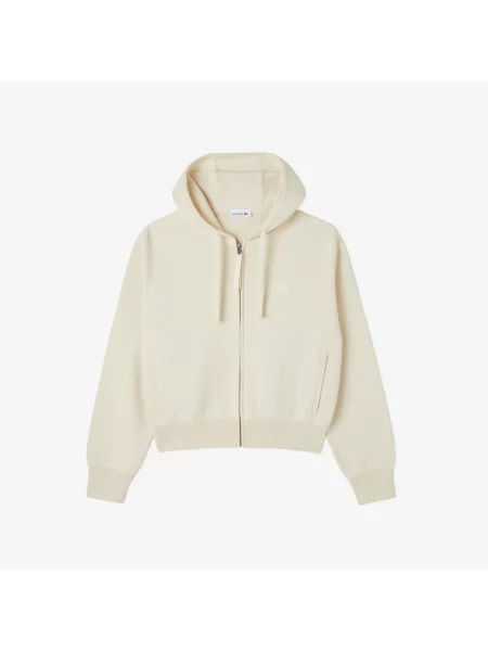 Lacoste Kardigan Z Kapturem Classic Fit Kremowy Kremowy