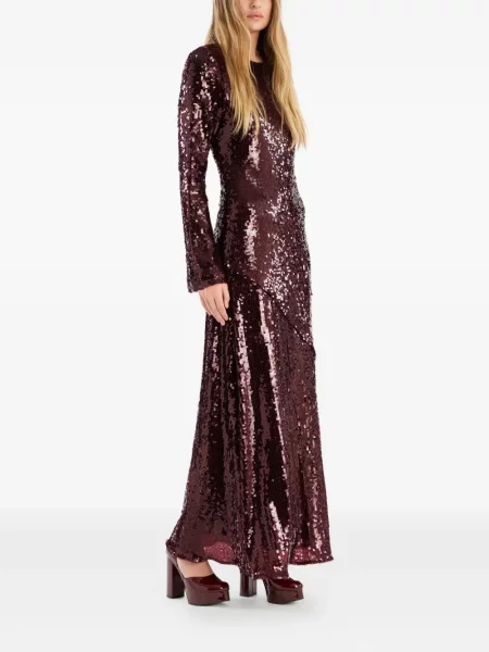 Rochie maxi Rotate Birger Christensen cu paiete de costum maro