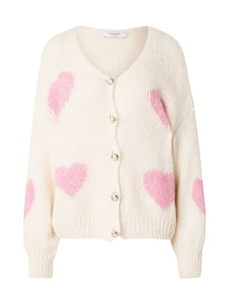 ZABAIONE Geacă tricotată roz / murdar alb