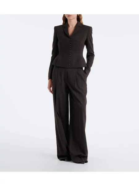 Volneni blazer Ralph Lauren Collection z vzorcem ribje kosti rjava