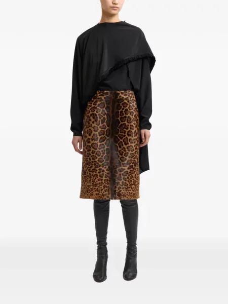 Fustă midi 16arlington cu imagine cu model leopard maro
