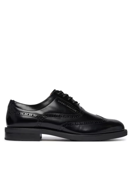 Tommy Hilfiger Nizki čevlji Lth Abrasivato Brogue Shoe črna