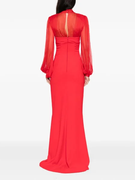 Rochie maxi Silk Love & Lace de mătase lungă de costum roșu