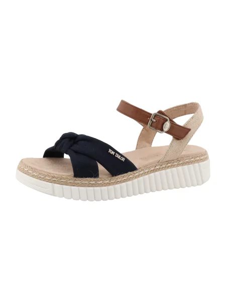 TOM TAILOR Sandali / mornarska / konjak bež