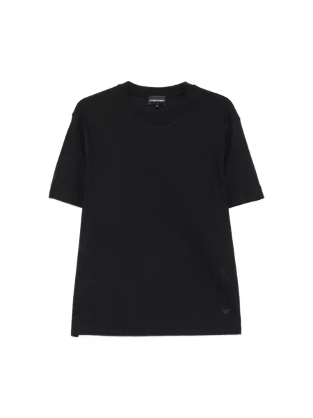 Dzianinowa koszulka Emporio Armani z dekoltem w serek niebieska