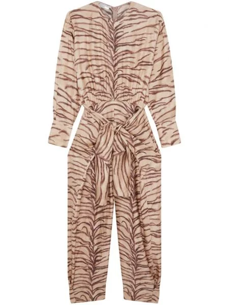 Salopetă Stella Mccartney de mătase cu imagine cu dungi de tigru