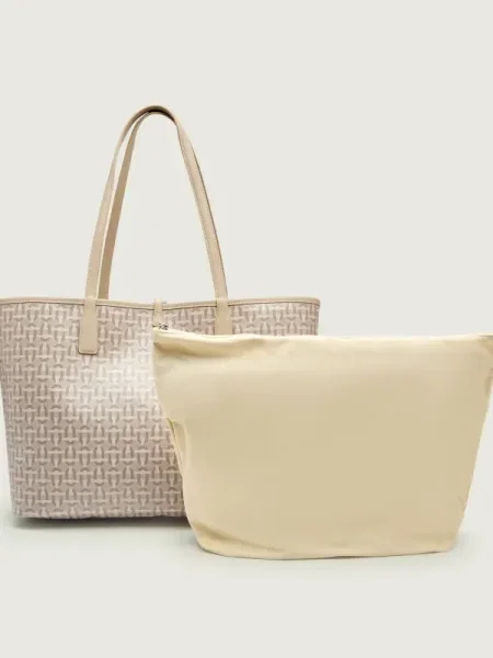 Tous Geantă shopper cu două fețe + borsetă DOUBLE-WAY MANIFESTO bej