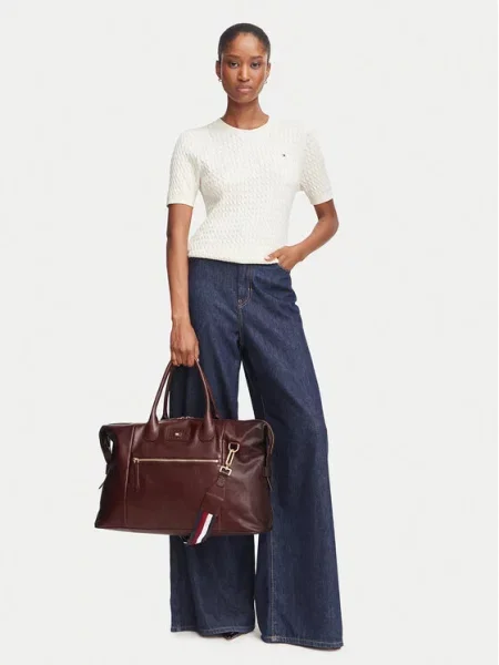 Torba za vikend Tommy Hilfiger Th Casual Leather Duffle smeđa