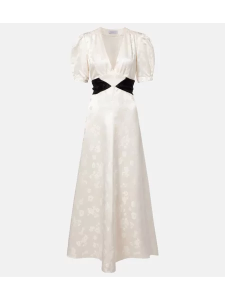 Rochie midi Gabriela Hearst de mătase cu model floral până la genunchi alb