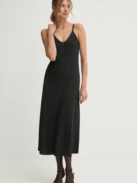 Pepe Jeans rochie NOELIA midi evazati negru