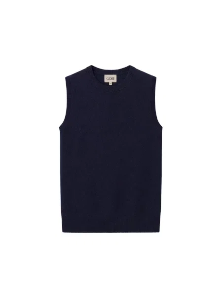 GOBI Cashmere Vestă tricotată Women's Essential Cashmere Crewneck Vest bleumarin