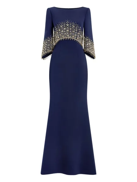 Maksi sukienka maxi Jenny Packham garniturowa niebieska