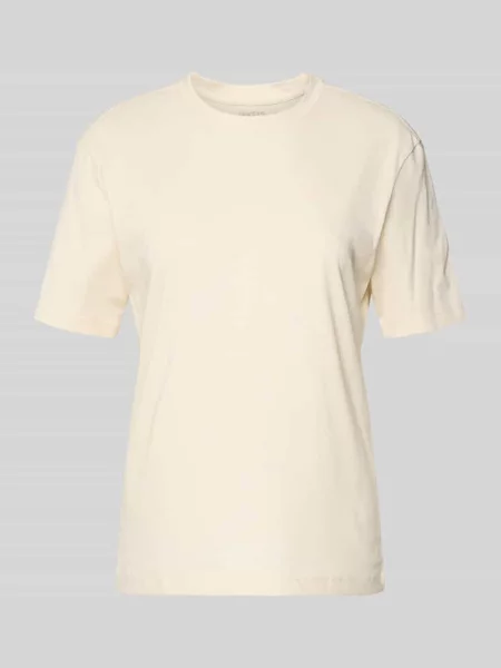 T-shirt z bawełny z okrągłym dekoltem Jake*s Casual beżowa