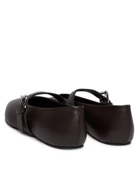Usnjene balerinke Weekend Max Mara Wkagel rjava