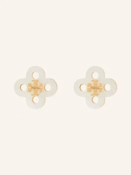 Tory Burch Náušnice Forget Me Not Clover zlatá bílá