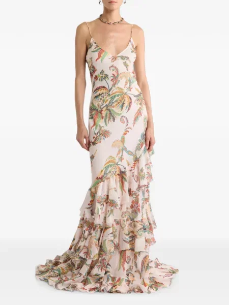 Rochie maxi Etro cu imagine cu model paisley roz