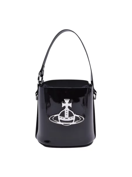 Torebka Vivienne Westwood skórzana ze sznurkiem czarna
