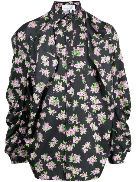 Cămașă Natasha Zinko cu model floral cu imagine negru