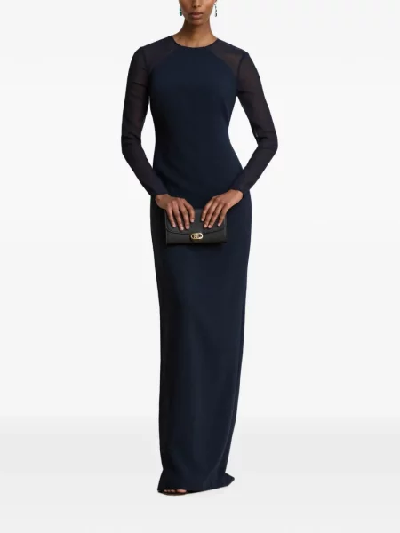 Krepinis maxi suknele Lauren Ralph Lauren mėlyna