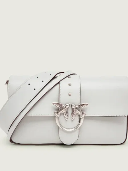 Pinko De piele geantă pe umăr LOVE ONE CLASSIC SLOUCHY gri