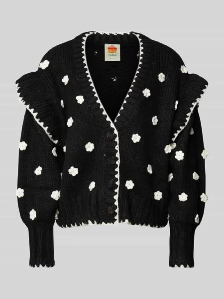 Kurtka z dzianiny z listwą guzikową Farm Rio czarna