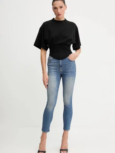 Skinny jeansy skinny Pinko z cekinami niebieskie