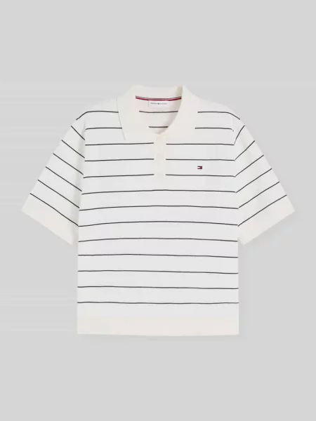 Sweter w kroju regular fit z czystej bawełny z kołnierzykiem polo Tommy Hilfiger biała