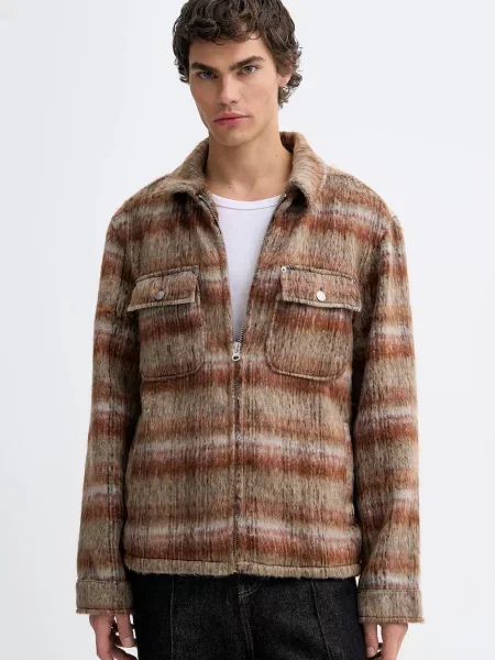 The Ragged Priest geacă cu aspect de cămașă de tranziție maro