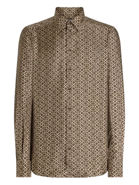 Cămașă Dolce & Gabbana cu imprimeu geometric maro