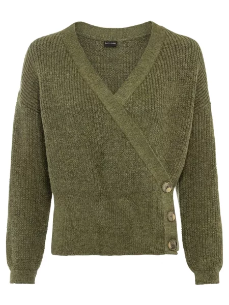 Sweter oversize z dekoltem kopertowym zielony