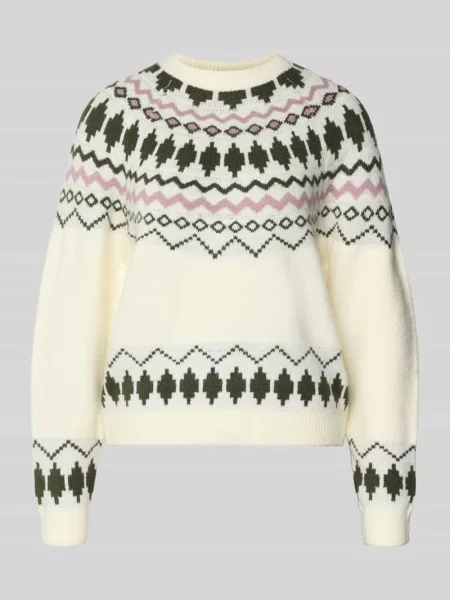 Sweter z dzianiny z okrągłym dekoltem model ‘PEYSA’ Vila biały