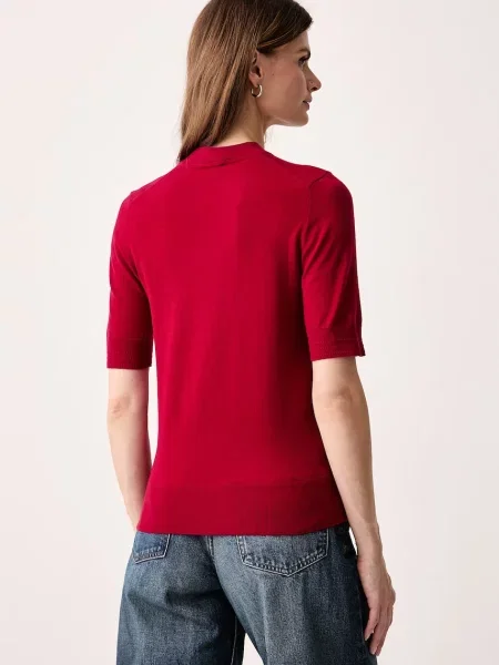 Tommy Hilfiger T-shirt swetrowy z bawełną czerwona