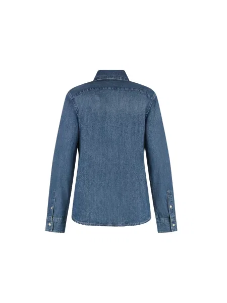 Bluzka Ralph Lauren z twillu z długim rękawem niebieska