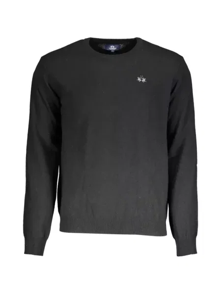 Pulover La Martina cu broderie de lână negru