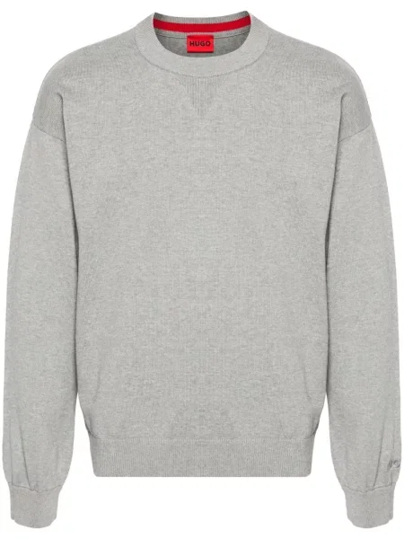 Pulover Hugo cu broderie gri
