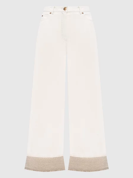 Джинси кольору айворі з льоном Agnona бежеві