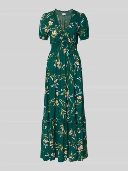 Sukienka maxi z z dekoltem w serek Apricot zielona