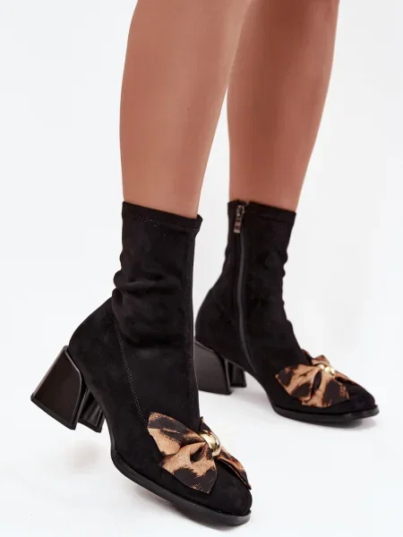 Боти до глезена S. Barski с панделка черно