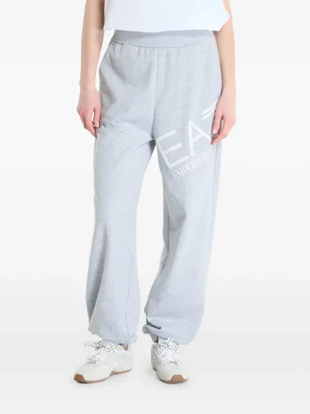 Pantaloni Ea7 Emporio Armani alergare cu autograf gri