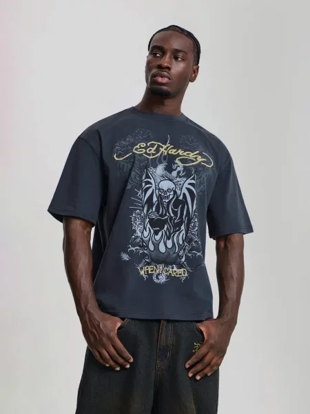 Ed Hardy Tricou When I Cared galben negru