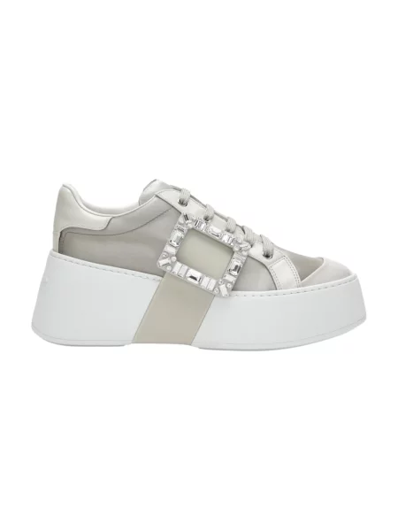 Buty do biegania Roger Vivier skórzane na sprzączkę do biegania szare